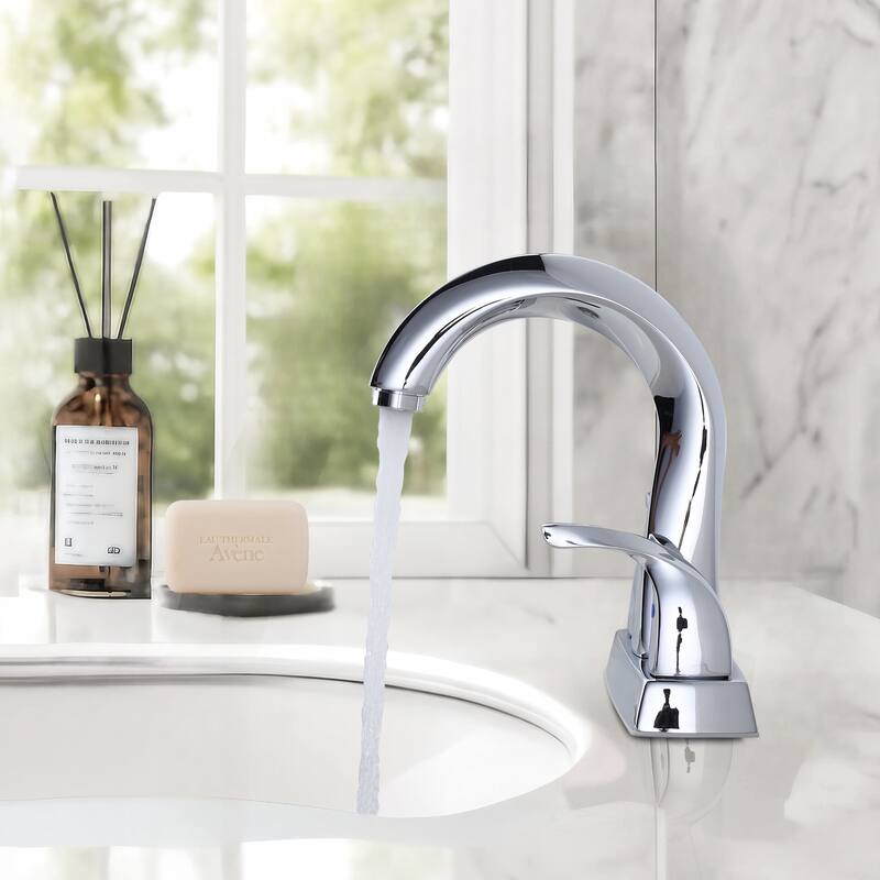 WOWOW 4 in. Centerset Double-Handle Bathroom Faucet with Pop Up Drain