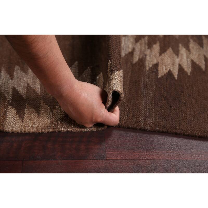 Natural Dye Tribal Geometric Kilim Oriental Wool Area Rug Flat-woven - 4'10" x 6'8"