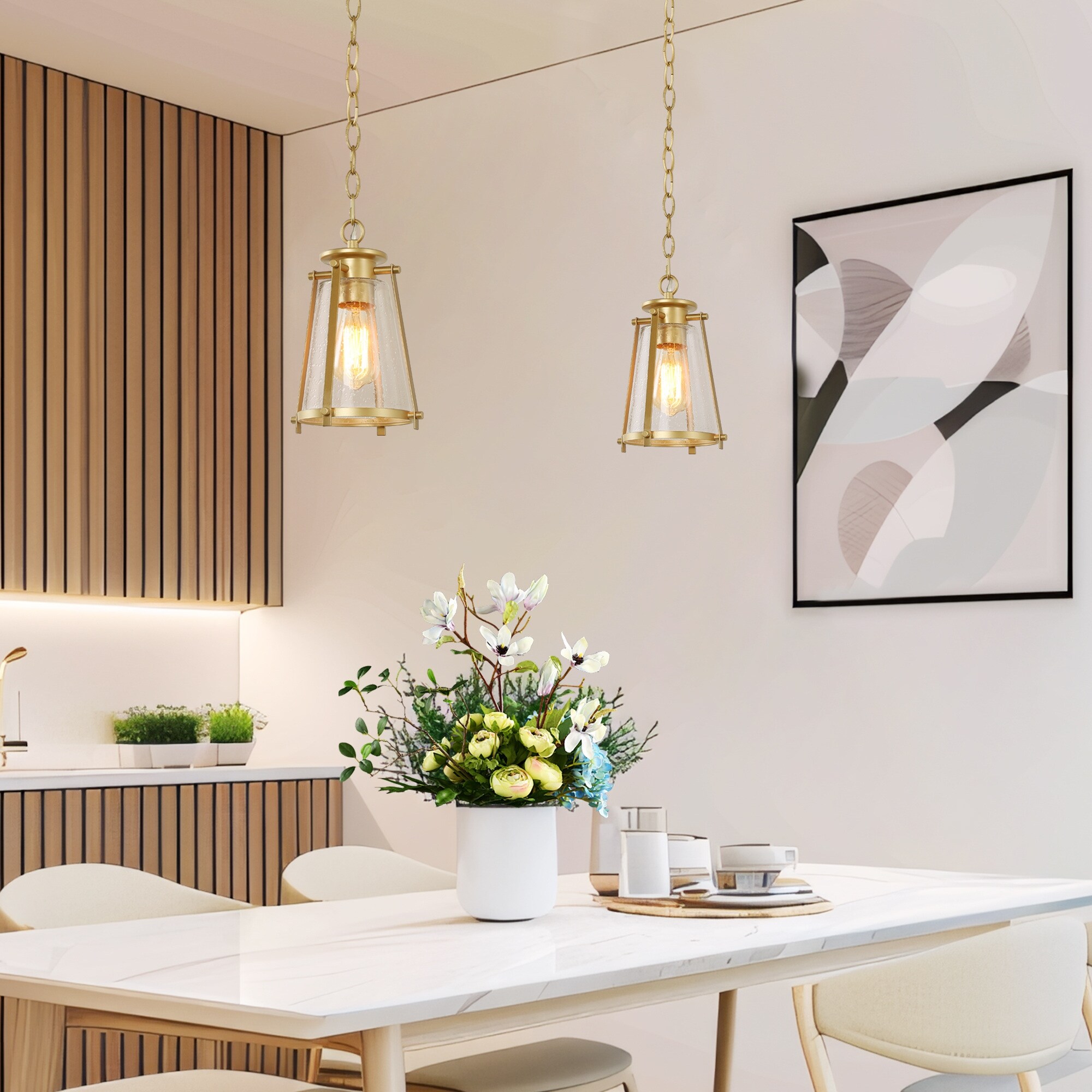Modern 1 Light Gold Pendant Glass Kitchen Island Lights for Dining Room On Sale Bed Bath Beyond 30097340