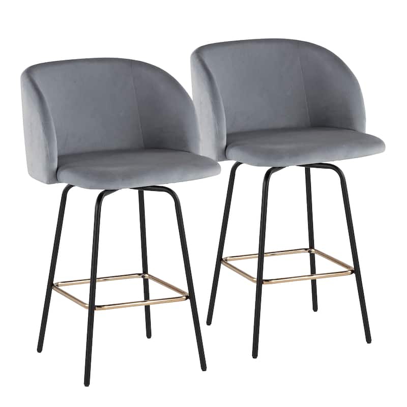 Silver Orchid Harding 26" Fixed-Height Swivel Counter Stool with Metal Legs (Set of 2)