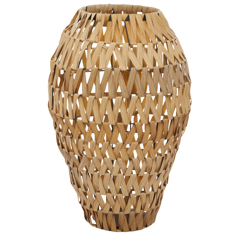 Natural Brown Open Weave Seagrass Bohemian Vase Collection