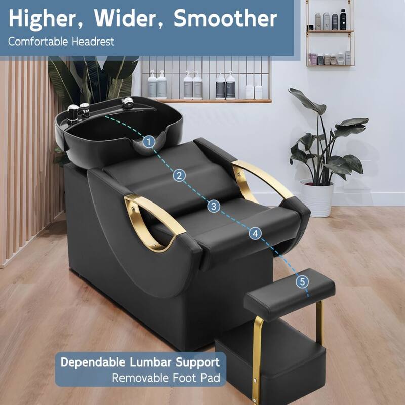 ABS Plastic Shampoo Spa Backwash Barber Salon Chair - Black