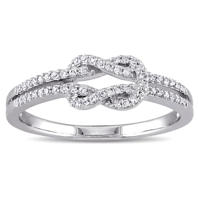 Miadora 14k White Gold 1/6ct TDW Diamond Double Row Infinity Ring