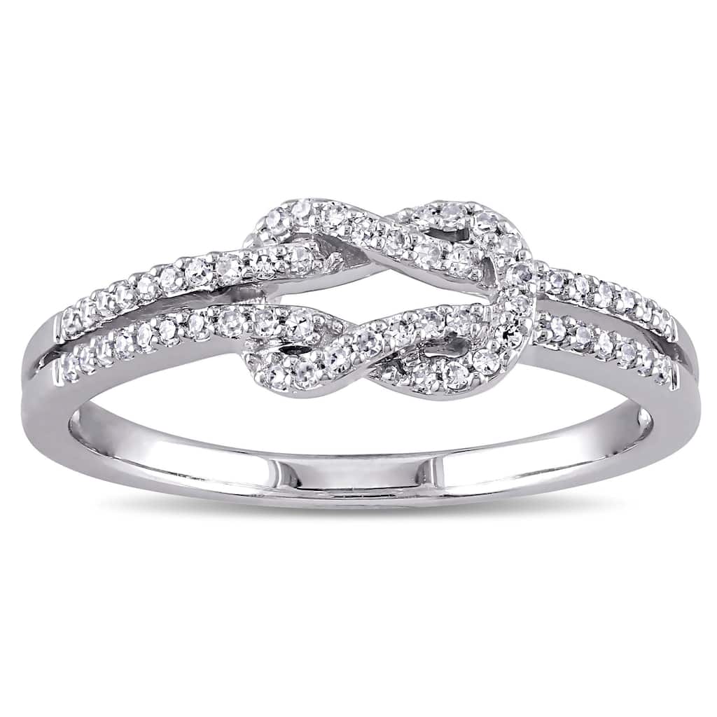Miadora 14k White Gold 1/6ct TDW Diamond Double Row Infinity Ring