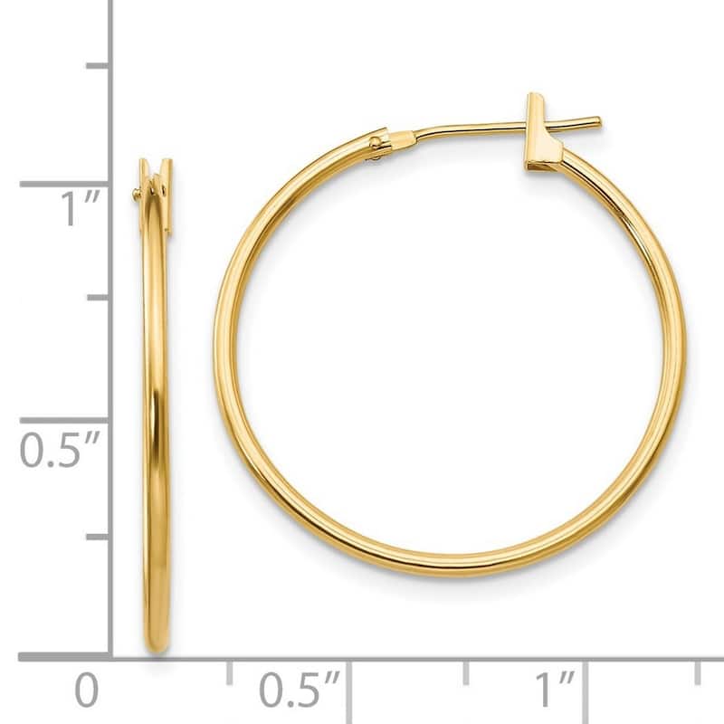 Curata 14k Yellow Gold Polished 25x1mm Thin Classic Hoop Earrings