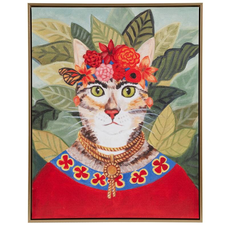 Madison Park Pet Portrait Framed Canvas Wall Art - Bohemian Cat