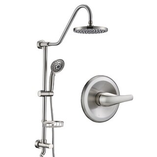 Wall Mounted Shower Faucet With Handheld Shower 8 Inch Shower Head Combo Set Rainfall Exposed Pipe Shower System With Soap Dish