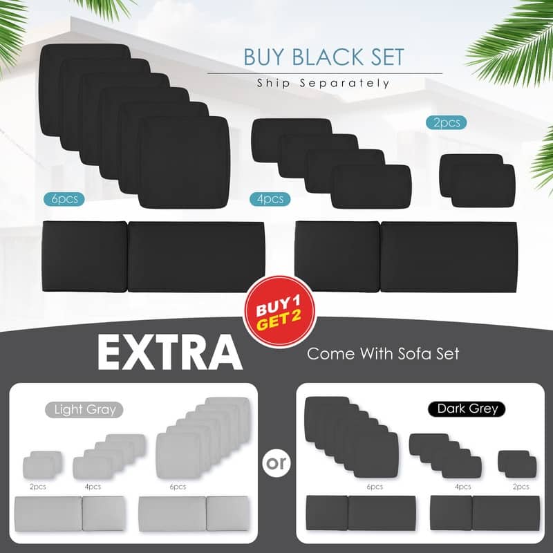 FINCATI 11 Pieces Patio Furniture Set Outdoor Sectional Sofa with Firepit Table
