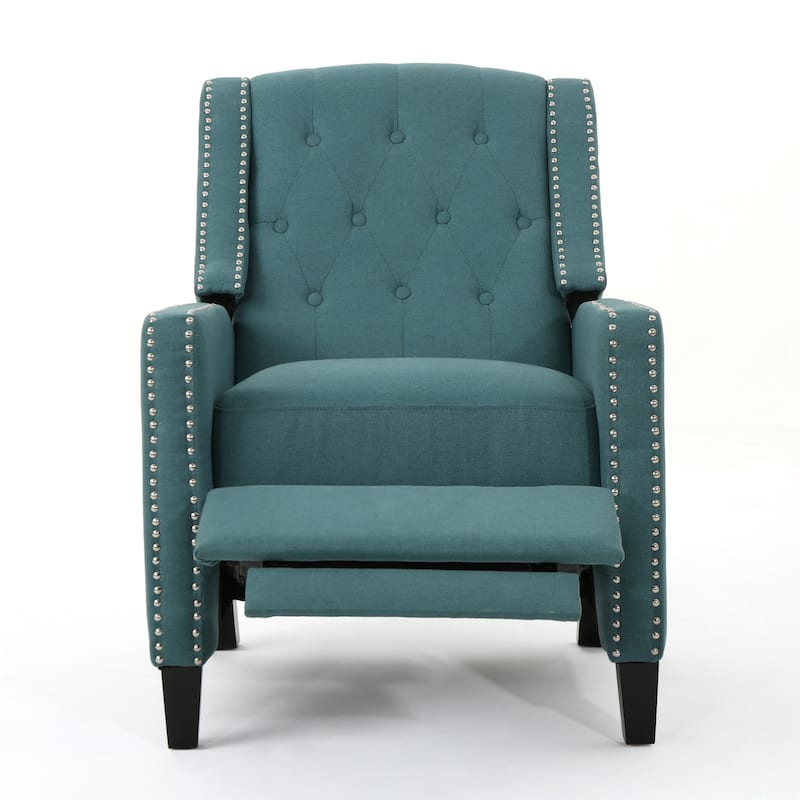 Pushback Recliner Chair, Fabric Armchair Push Back Recliner with Rivet Trim, Mid Century Tufting Accent Chair for Living Room