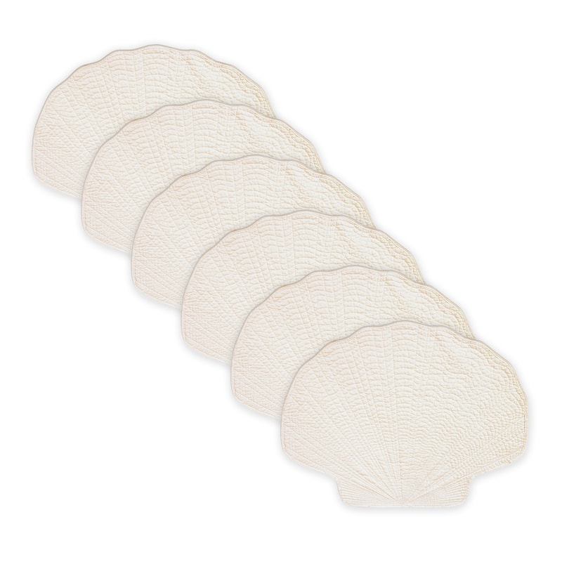 Shell White Cotton Quilted Placemat Set of 6
