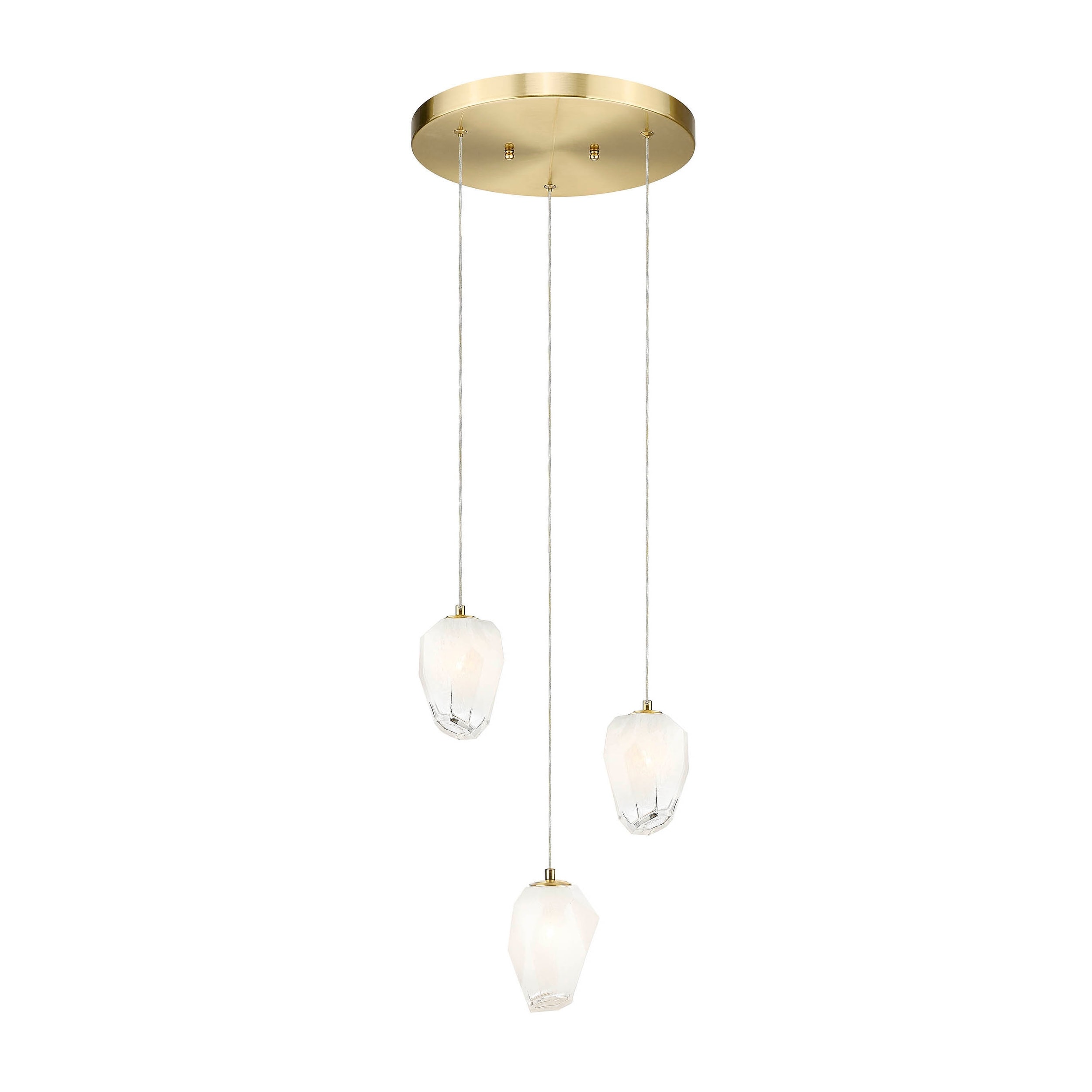 Transitional 3-Light Gold Chandelier With White Glass Shades