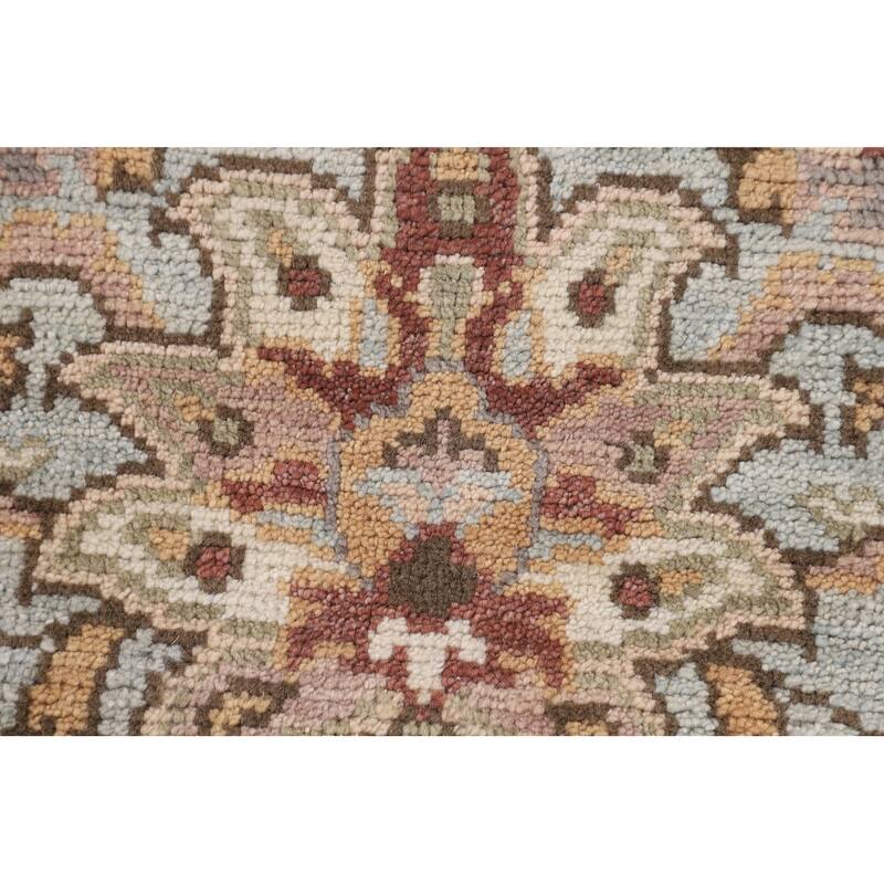 Heriz-Serapi Oriental Octagon Area Rug Handmade Wool Carpet - 6'0" x 5'11"