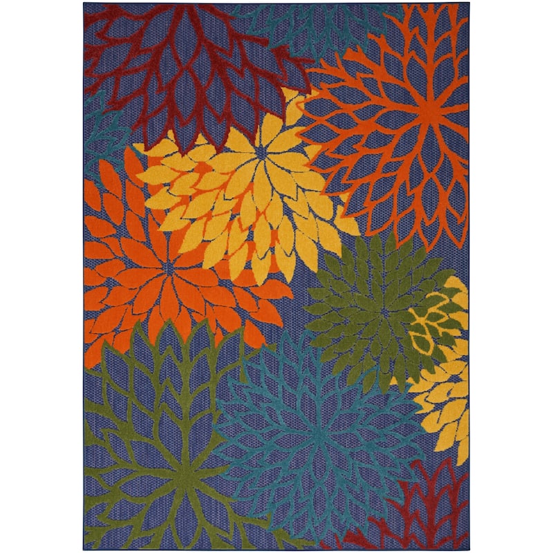 Nourison Aloha Floral Modern, Indoor/Outdoor Area Rug - 9' x 12' - Navy/Multicolor