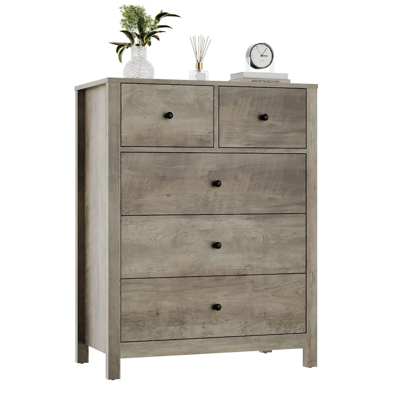 5 Drawer Dresser for Bedroom, Modern Wooden Storage Chest Organizer with Drawers