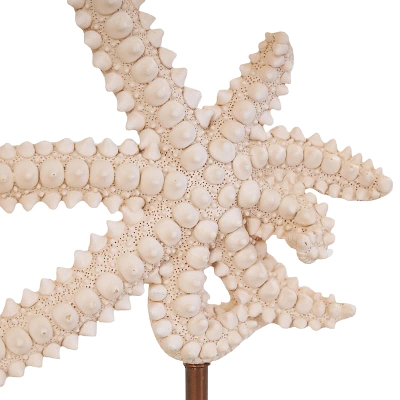 Polystone Starfish Textured Sculpture with Copper Stand - Pink - Roche River Decor - 4"W x 8"L x 12"H