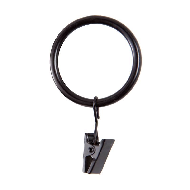 Kenney® Clip Rings for 1" to 1-1/4" Diameter Curtain Rods, Set of 14, Antique Pewter - Black