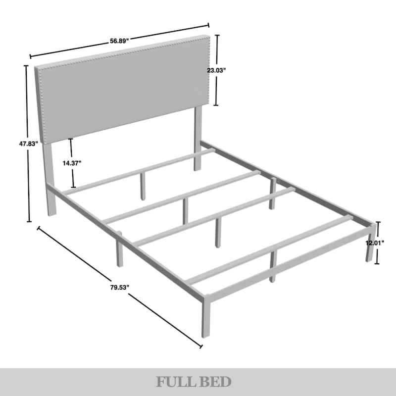 CraftPorch Modern Linen Silver Finish Nailhead Upholstered Bed