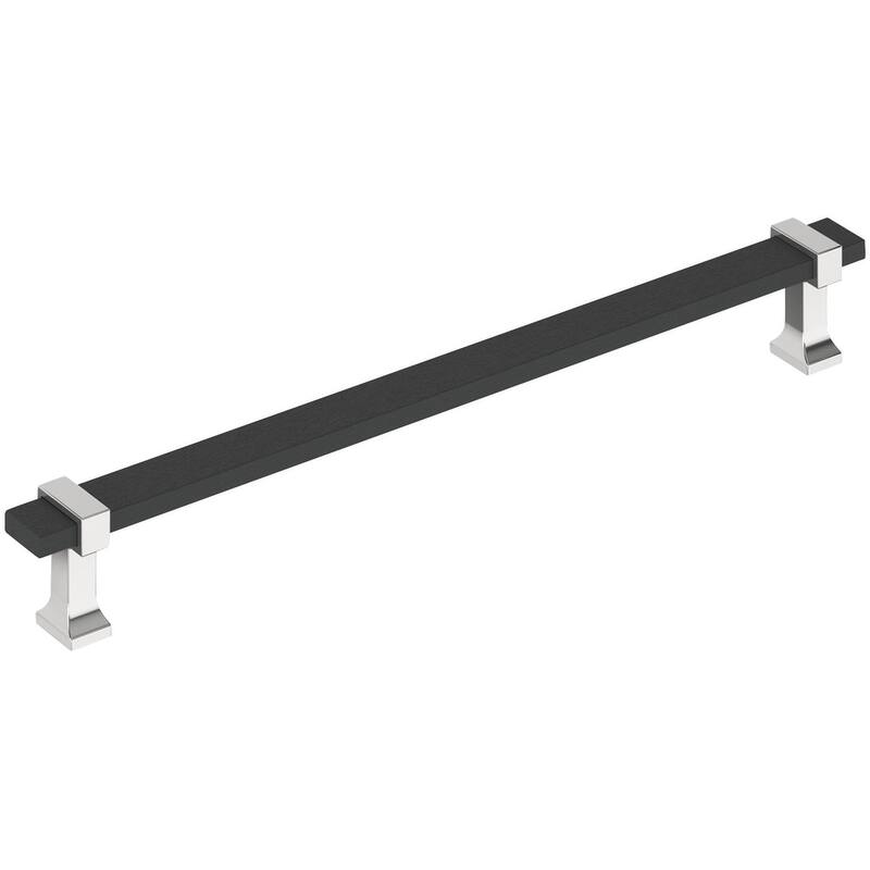 Amerock BP37084 Overton 12" Center to Center Bar Cabinet Pull - Brushed Matte Black / Polished Chrome