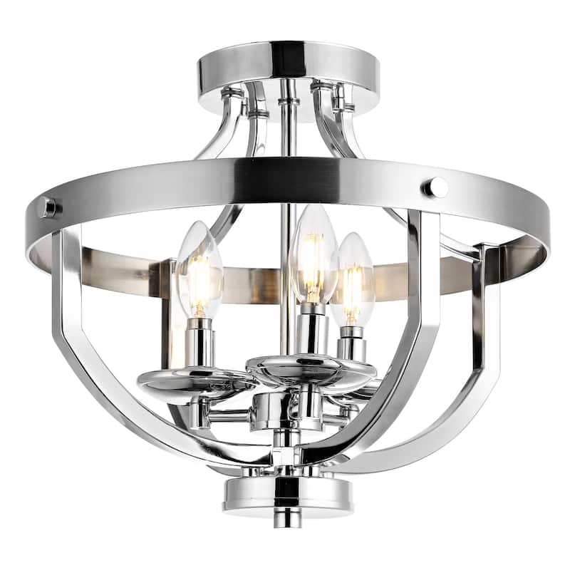 SAFAVIEH Zdislava Flush Mount - 8" x 4.6" x 10.8" - Chrome - 15Wx15Dx13H