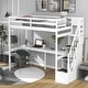 preview thumbnail 2 of 6, Twin Size Wood Loft Bed, Solid Wood Stairway Loftbed