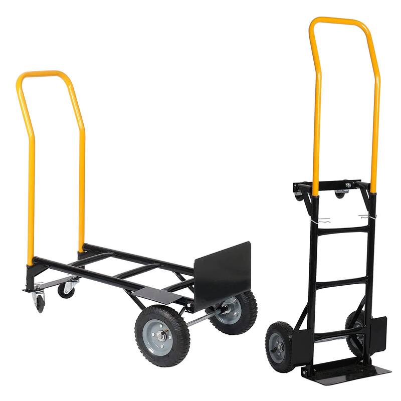 Hand Truck Dual Purpose 2 Wheel Dolly Cart and 4 Wheel Push Cart with Swivel Wheels