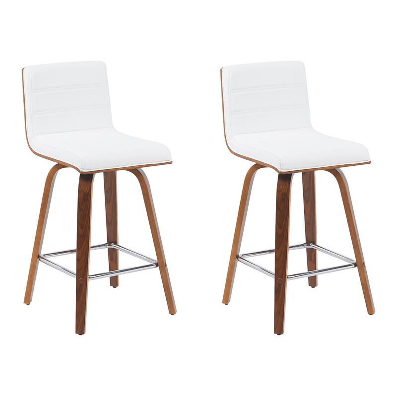 Skara Mid-Century Swivel Counter Stool, Upholstered Counter Height Chair with Bentwood Legs