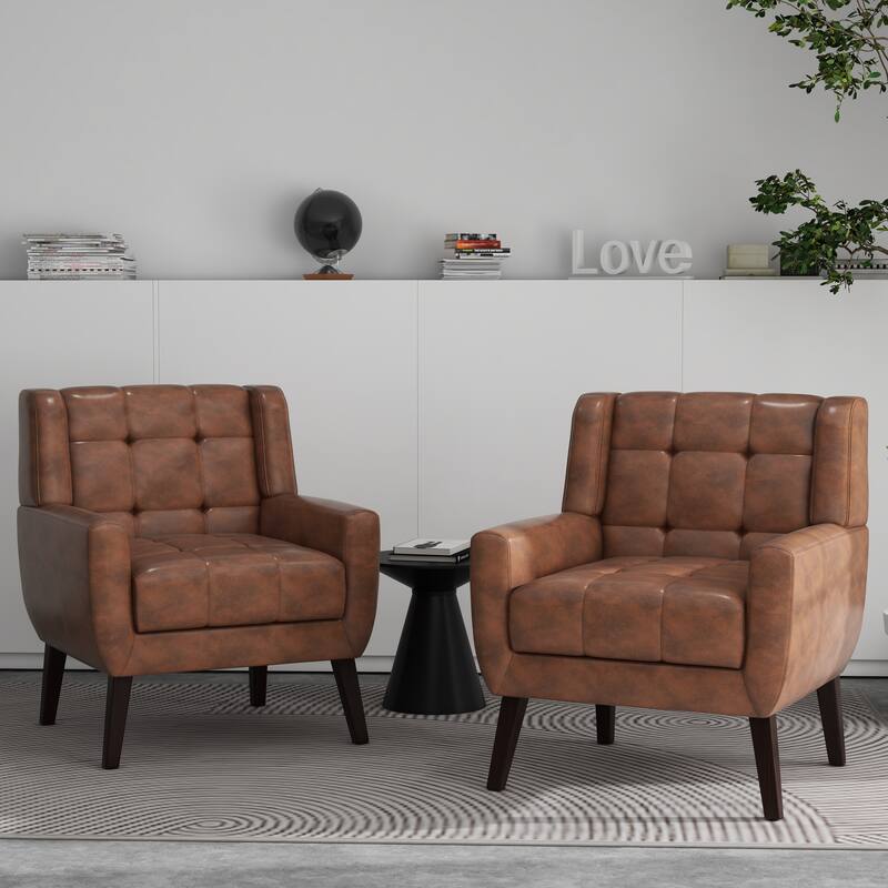 Tufted Arm Chair Upholstered Lounge Chair(Set of 2)