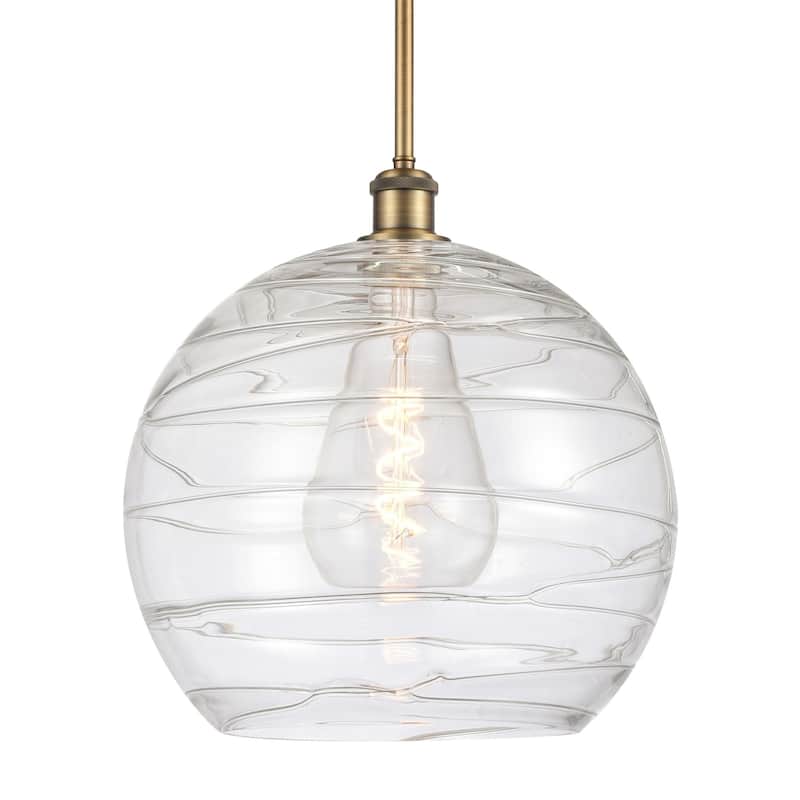 Innovations Lighting 516-1S-15-14 Athens Pendant Athens 14" Wide - Brushed Brass / Clear Deco Swirl