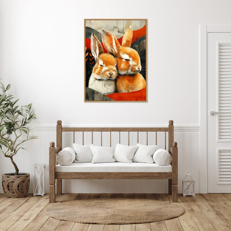 Sleepy Bunny Abstract by Justyna Jaszke Framed Canvas Wall Art