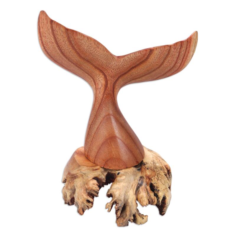 Novica Handmade Dolphin Tail Wood Sculpture