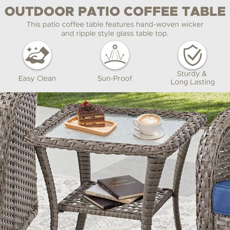 Outdoor Side Table Patio Wicker Coffee Table