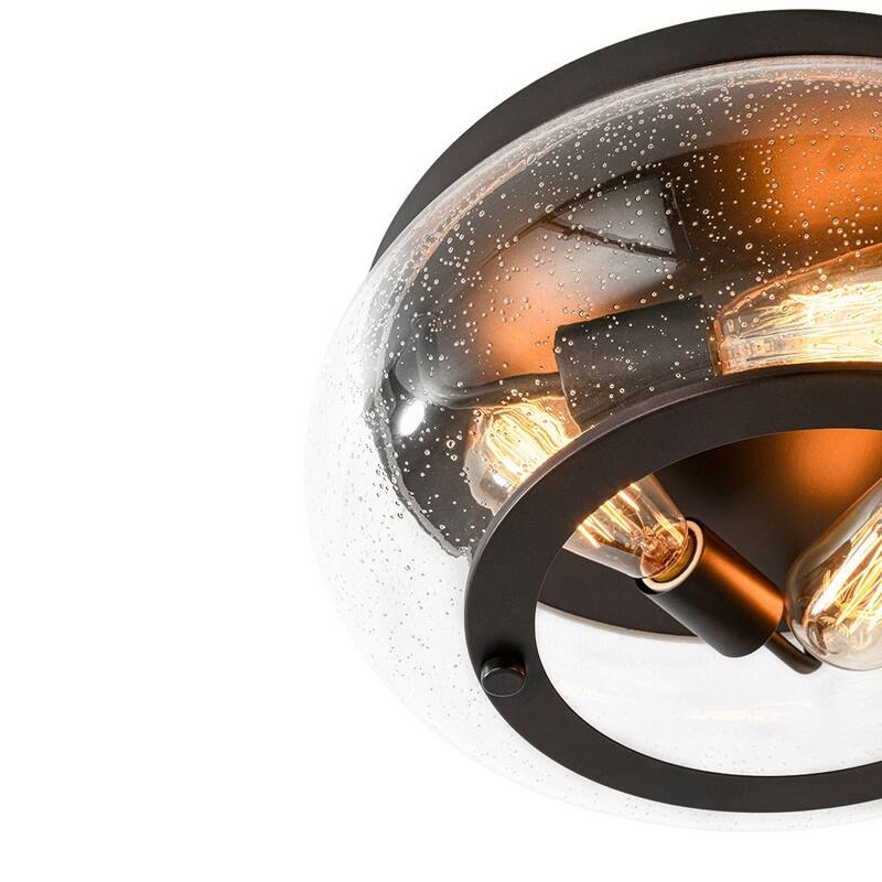 Oil Rubbed Bronze 3-Light Round Glass Flush Mount Ceiling Light
