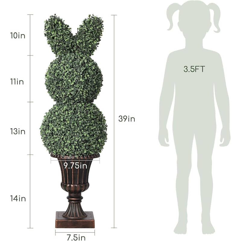 38" Artificial Boxwood Topiary Tree Double Ball for Home Decor