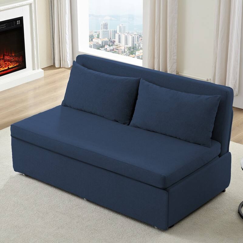 Mixoy Full Size Queen Size Sofa Bed,2 in 1 Convertible Linen 1-Seater/Loveseat Sleeper Sofa Couch with Cushions