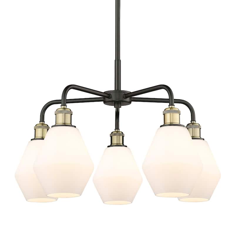 Innovations Lighting 516-5CR-16-24 Cindyrella Chandelier Cindyrella 5 - Black Antique Brass / Cased Matte White