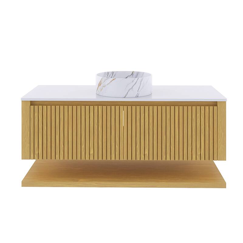 48" Wall-Mounted Bathroom Vanity with Ceramic Sink - 47.64'' x 18.9'' x 20.2''