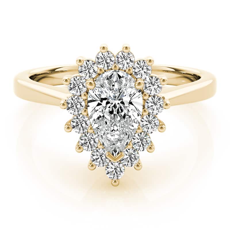 Auriya 14k Yellow Gold Lab Grown Pear Diamond Halo Engagement Ring 0.50 to 5.00 ct. tw. (F-G VS)