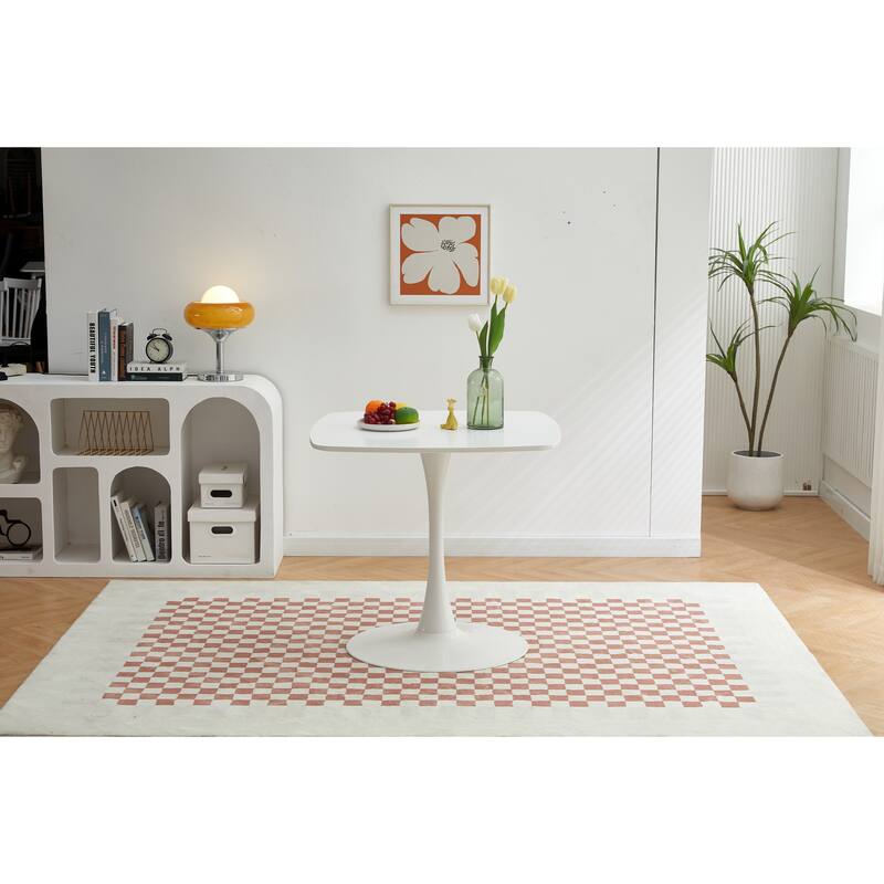 23.62 Inch Modern Dining Table - Easy Assembly & Sturdy Metal Legs - Matte White