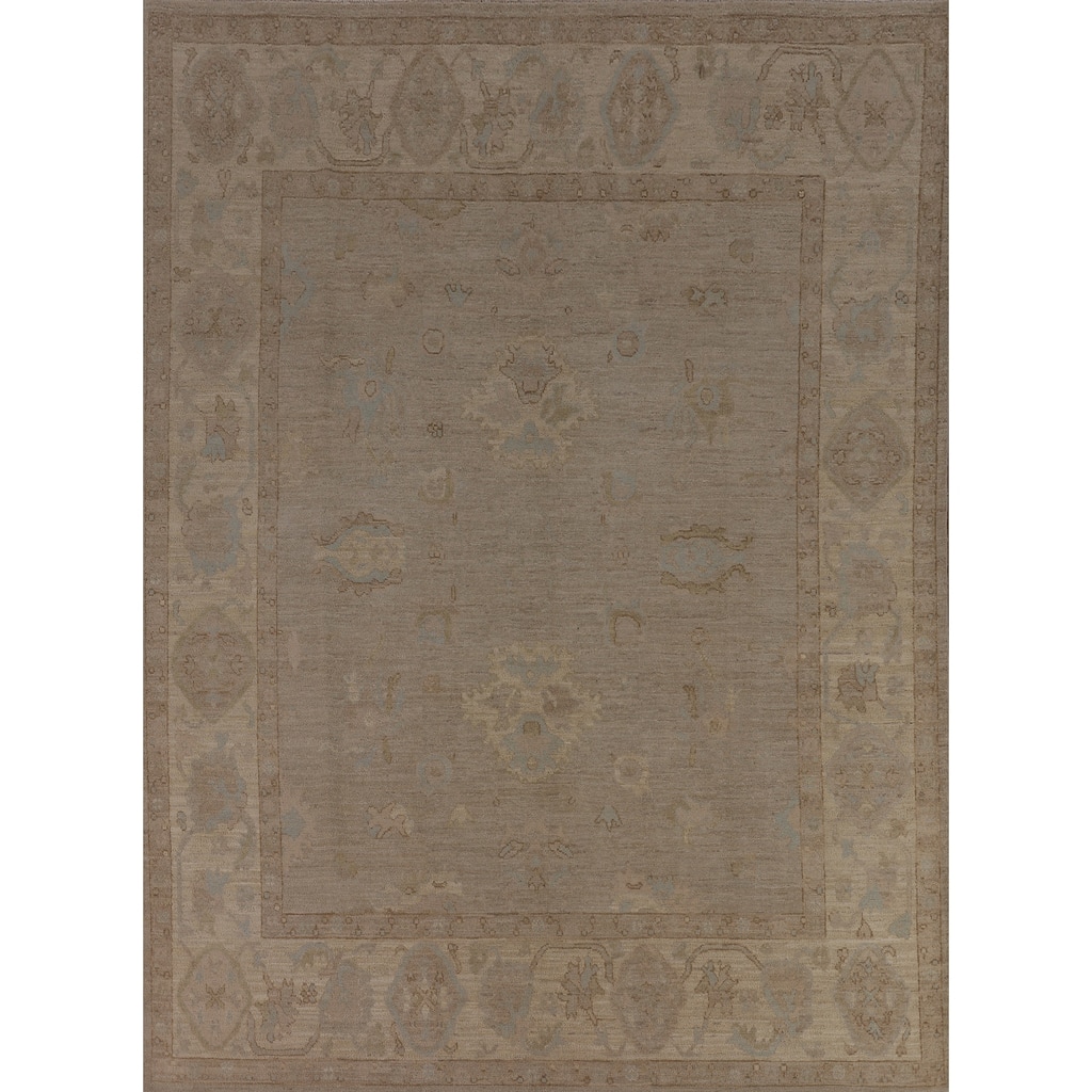 Earth Tone Vegetable Dye Oushak Area Rug Hand-Knotted Wool Carpet - 8'2"x 9'8"