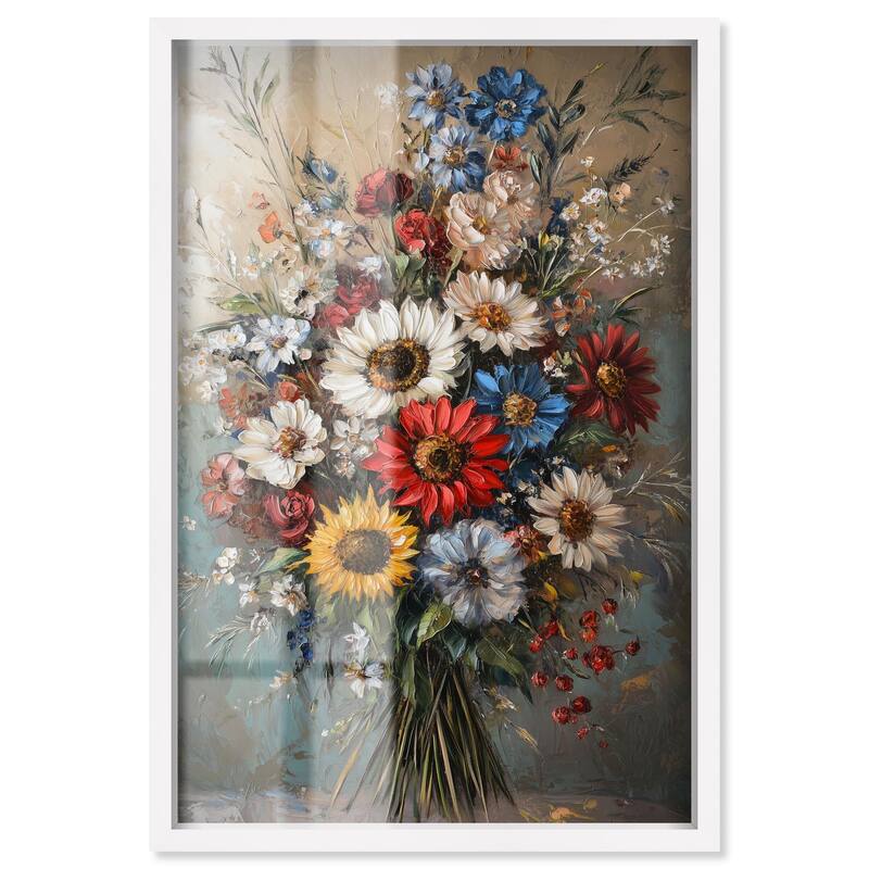 Symphony of Flowers I Shadowbox by Art Remedy - White - 36" x 54"
