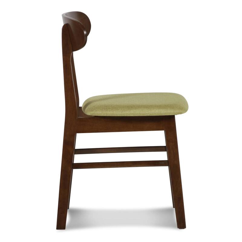 Brown/Green Fabric Upholstered Wood Frame Dining Chair, Set of 2, Sturdy Dining Chair for Dining Rooms - 17.5