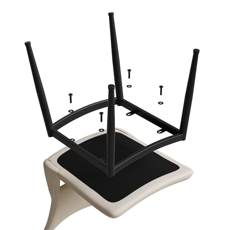 GDFStudio - Solvane Minimalist PU Leather Upholstery Dining Chair Set with Curved Backrest Padded Seat & Metal Legs, Set of 2