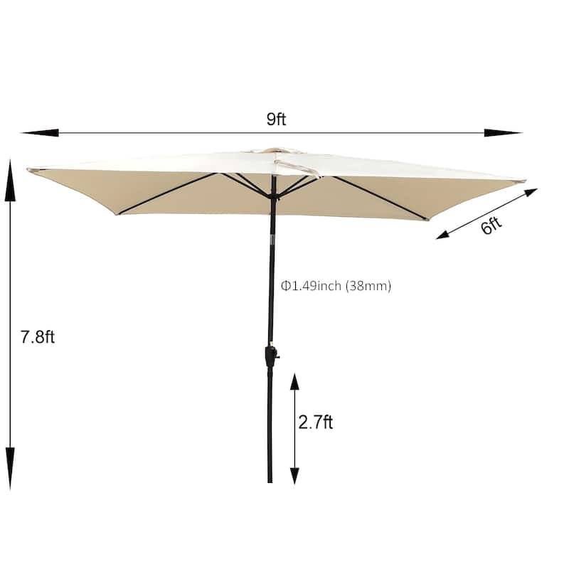 9' Outdoor Patio Market Umbrella with Push Button Tilt and Crank