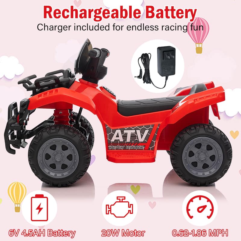 6V Ride On Car 4 Wheeler with Music for Toddlers 1-3 Years