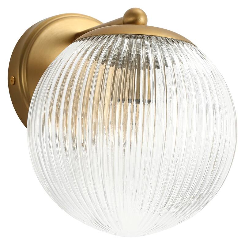 1-Light Sleek Modern Ribbed Glass Single Globe Wall Sconce - 6.3 in