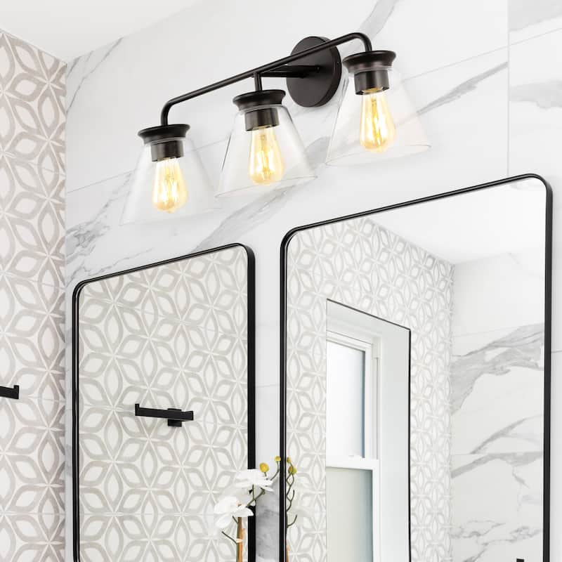Kondo 6.38" Modern Farmhouse Iron LED Vanity, Oil Rubbed Bronze/Clear by JONATHAN Y