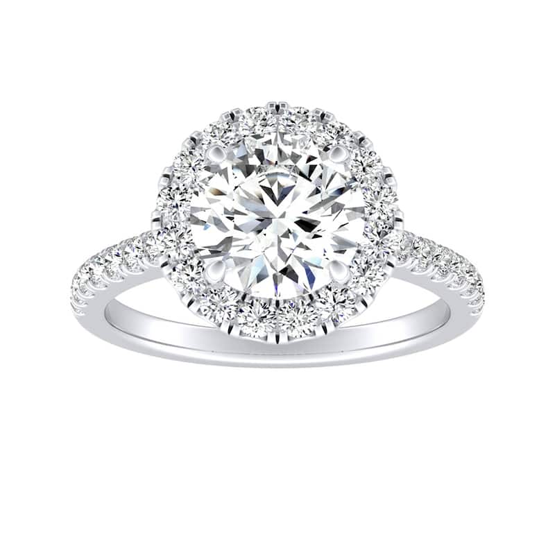 Auriya 14k Gold 3ct Moissanite Halo Diamond Engagement Ring 3/8ctw