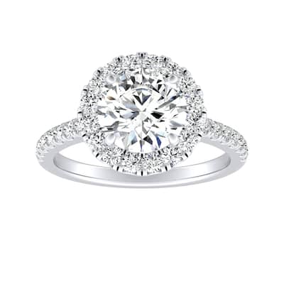 Auriya 14k Gold 3ct Moissanite Halo Diamond Engagement Ring 3/8ctw
