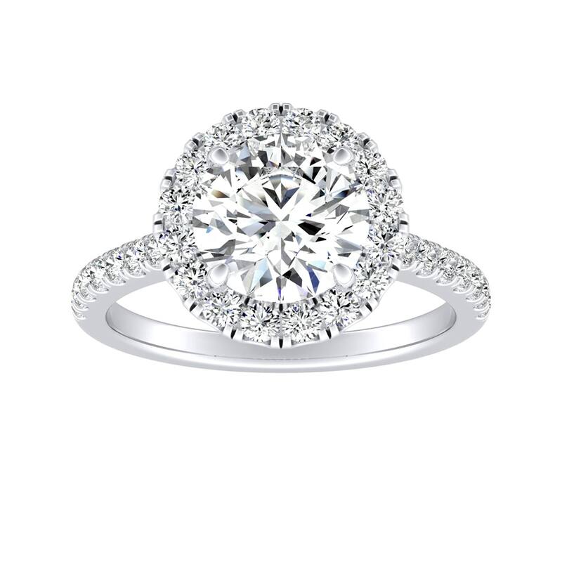 Auriya 14k Gold 4ct Moissanite Halo Diamond Engagement Ring 3/8ctw