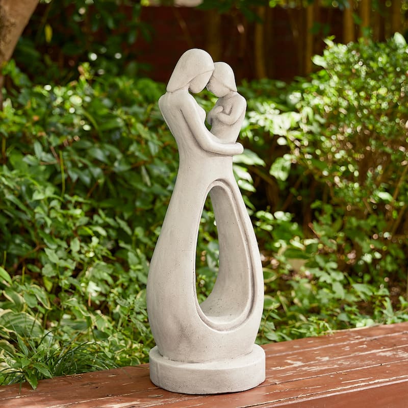 Glitzhome 24.75"H Modern Abstract Sculpture Hugging Mother and Baby Garden Statue